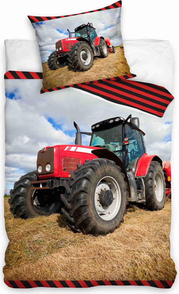 Czerwony traktor - dwustronny komplet pościeli, traktor Zdjęcie produktu 