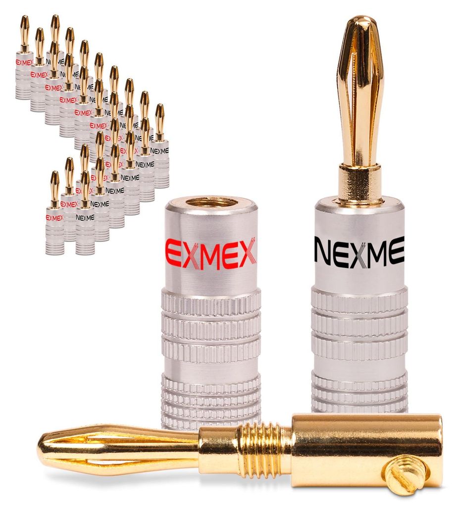 28x Bananenstecker NEXMEX 24K vergoldet High End Stecker Banana Kabel bis 6mm²