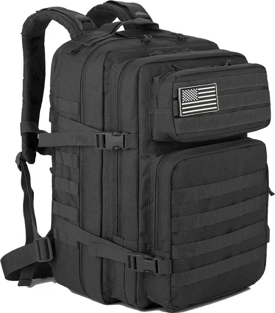 Zaino Tattico Militare Nero 45L | Poliestere 600D Alta Resistenza