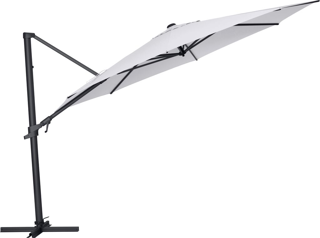 KETTLER Easy Flex Ampelschirm Ø 350 cm, UPF 50+, inkl. Abdeckhaube+ Schirmständer, anthrazit matt/ hellgrau, Aluminium/Polyester mit PolyurethanB...