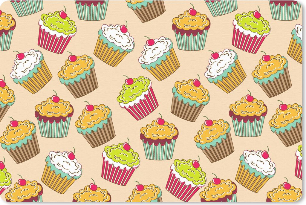 MuchoWow Schreibtischunterlage Muster - Lebensmittel - Cupcake 60x40 cm - XXL Mauspad - Großes Mauspad