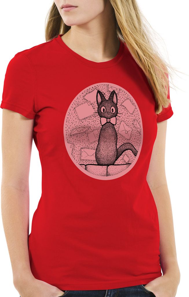 style3 Dot Kiki Damen T-Shirt majo no kleiner lieferservice hexe takkyūbin, Farbe:Rot, Größe:M