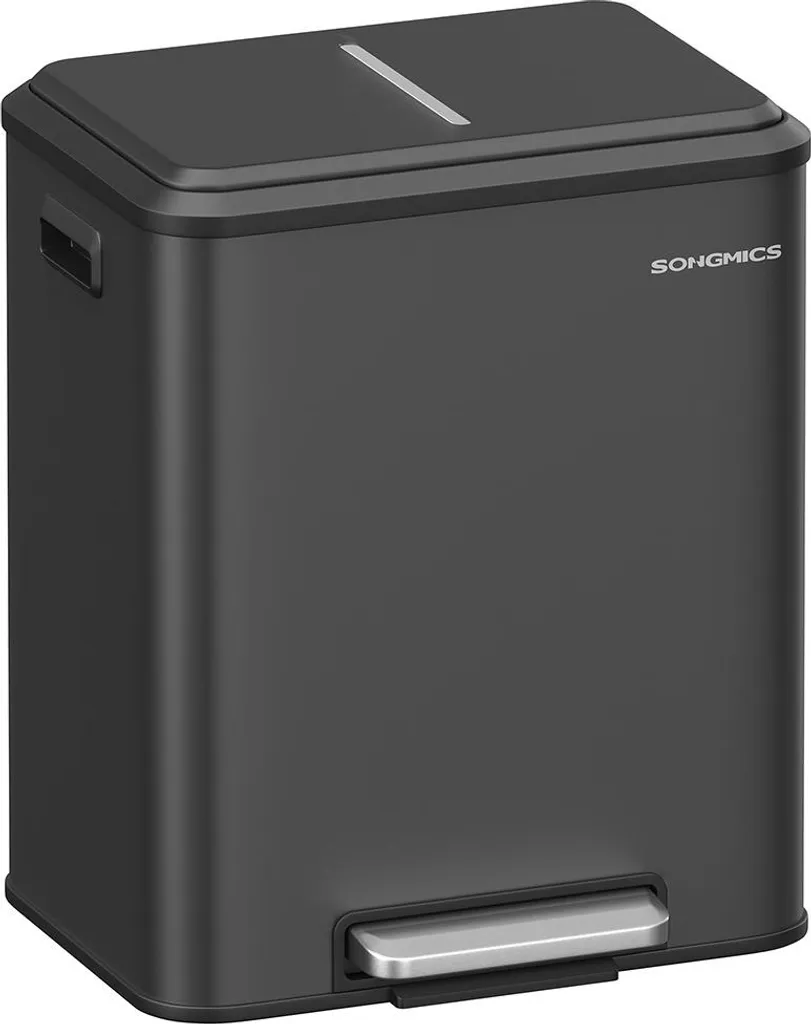 Poubelle de tri sélectif encastrable 2x15L noire pour meuble de cuisine