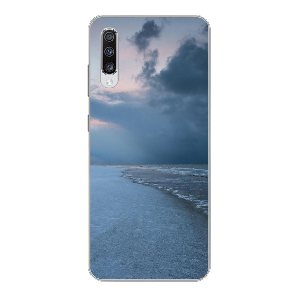 MuchoWow Handyhülle Schutzhülle Hülle für Samsung Galaxy A70 Nordsee - Sturm - Wasser Silikon Softcase Handy Hülle - Schutzhaube