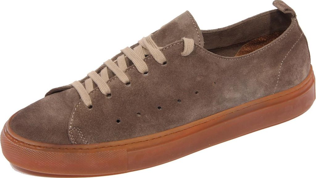 G4996 sneaker uomo CARACCIOLO light brown perforated suede shoe men
