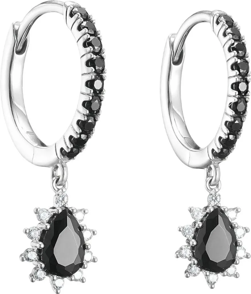 Créoles en argent 925 et zirconium noir Thomas Sabo True Romance Chic