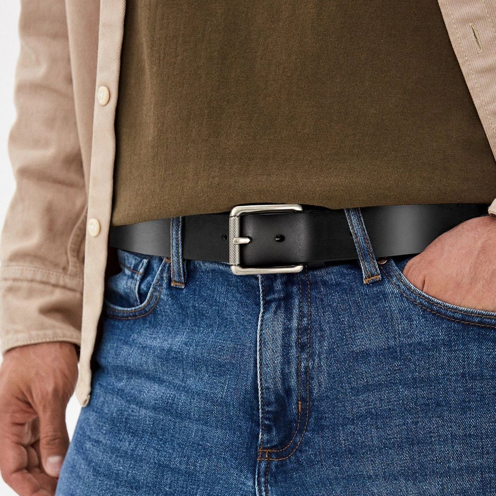 Herren Ledergürtel Mit Dornschließe - 35mm Breite In Schwarz Oder Braun (105-130cm Längen)