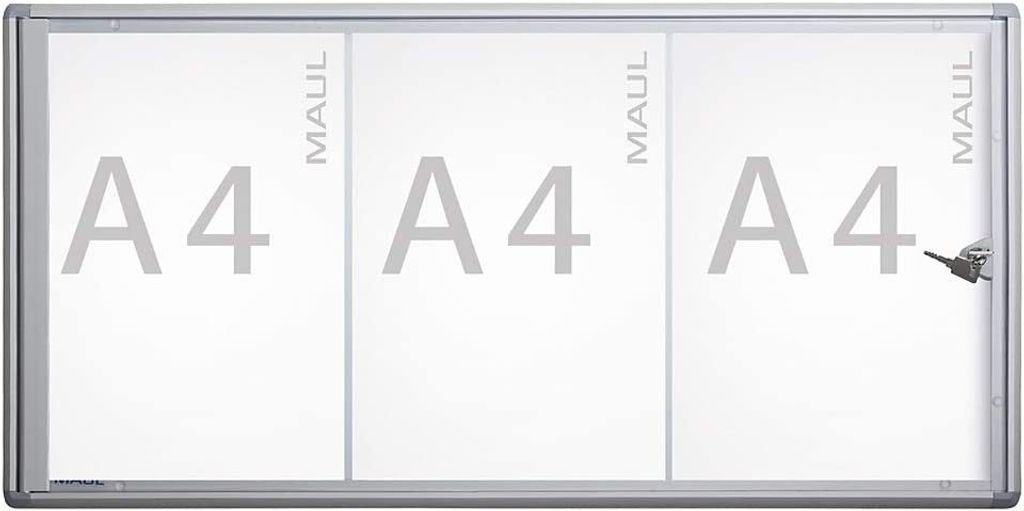 MAUL Schaukasten MAULextraslim Querformat 3 x A4 Aluminium Produktbild 