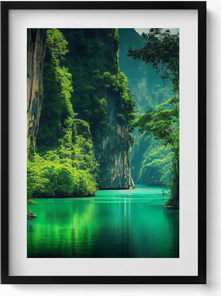 Reisen Thailand– Wandbild mit Rahmen – Gerahmtes Bild – Wanddekoration – 50x70 cm – Schwarz Rahmen