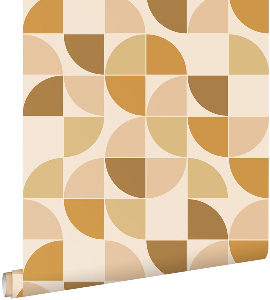 ESTAhome Tapete Retro-Ornamente Braun, Beige und Ockergelb 50 x 900 cm