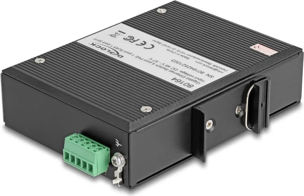 Commutateur Delock 80164 Rail DIN Métal 1 Gbps Haute Performance RJ45