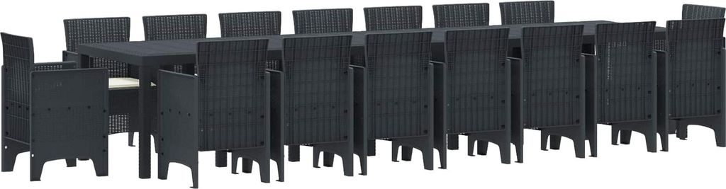 Garten-Esszimmergarnitur mit Kissen 17 pcs Anthrazit PP