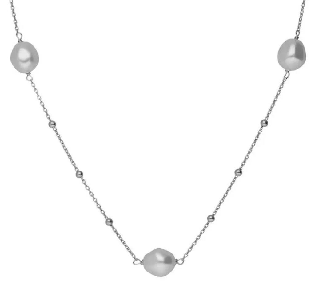 Long collier argenté perles synthétiques Sera A5566-00HG élégant