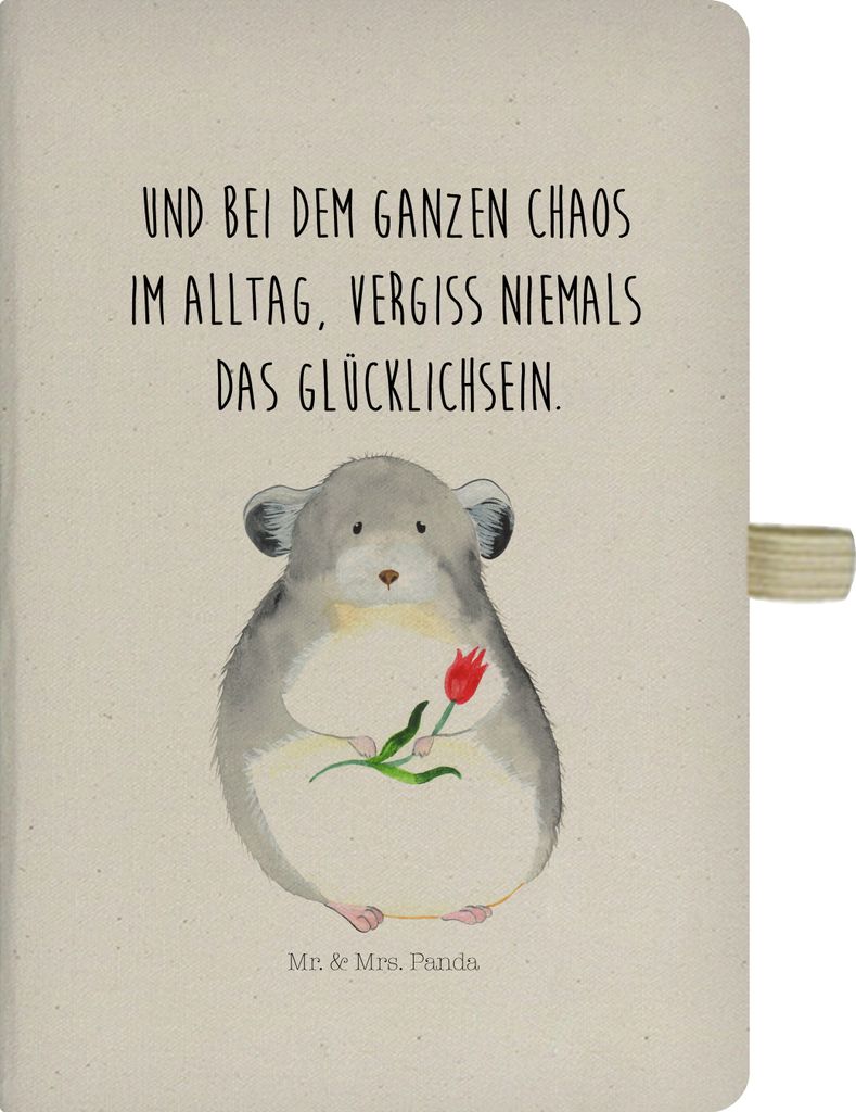 Mr. & Mrs. Panda notizbuch Chinchilla Blume - Transparent - Geschenk, Glücklichsein, Chinchillas, Journal, Büroalltag, Notizheft A5, Chaos, Lusti...