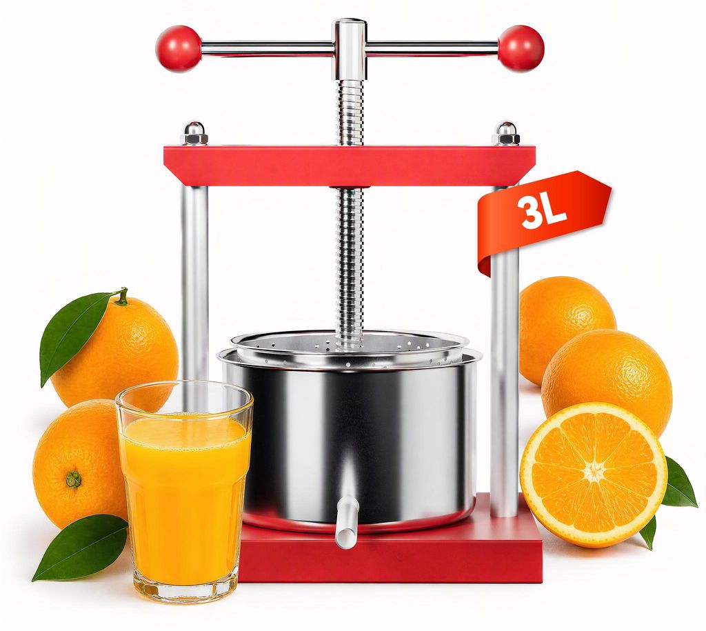YARDIN 3L Edelstahl Obstpresse Mostpresse Manuelle Produktbild 