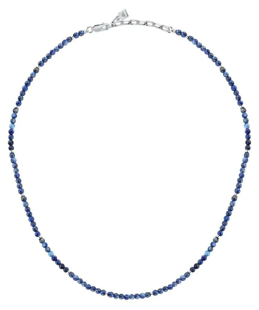 Collier homme Terra S1751 lapis-lazuli naturel et perles bleues 50cm