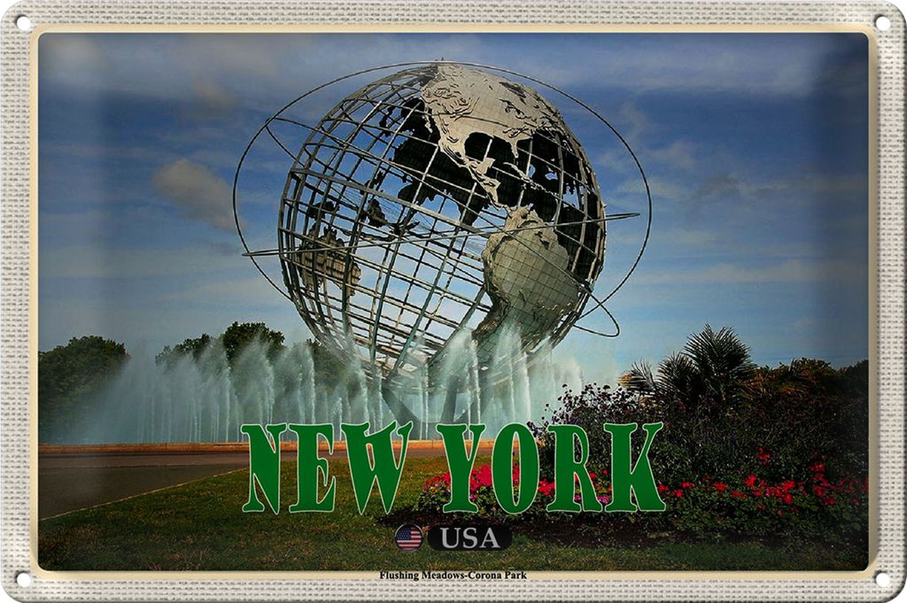 Blechschild Reise 18x12cm New York USA Flushing Meadows-Corona Park