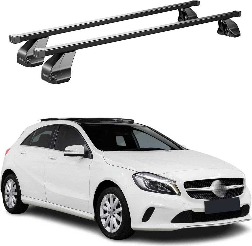 Menabo Dachträger für Mercedes A Klasse W176 2012-2018 75kg Stahl Schwarz 2x