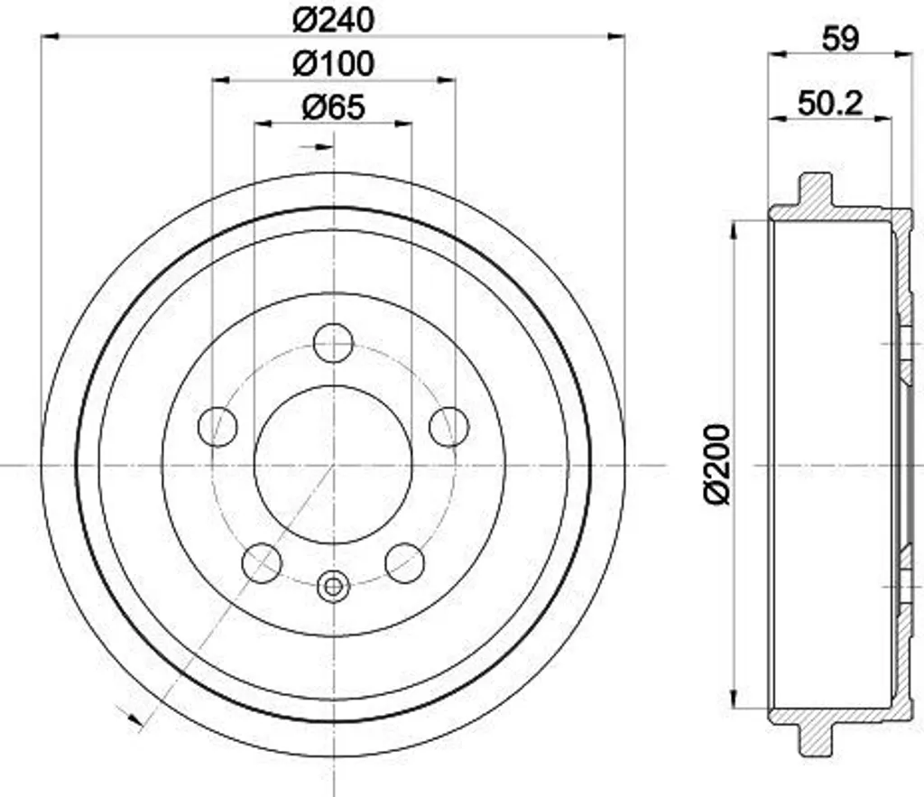 Tambour de frein HELLA 8DT 355 300-371 pour Ibiza et Polo VAG