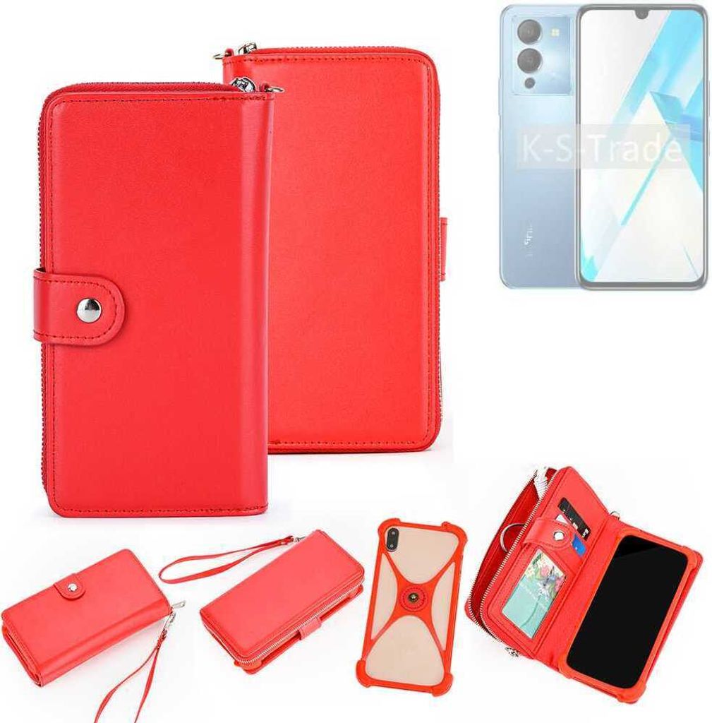 K-S-Trade 2in1 Schutzhülle Portemonnee Handyhülle mit Bumper kompatibel mit Infinix Note 12 Hülle Case Etui Geldbörse Smartphone rot (1x)