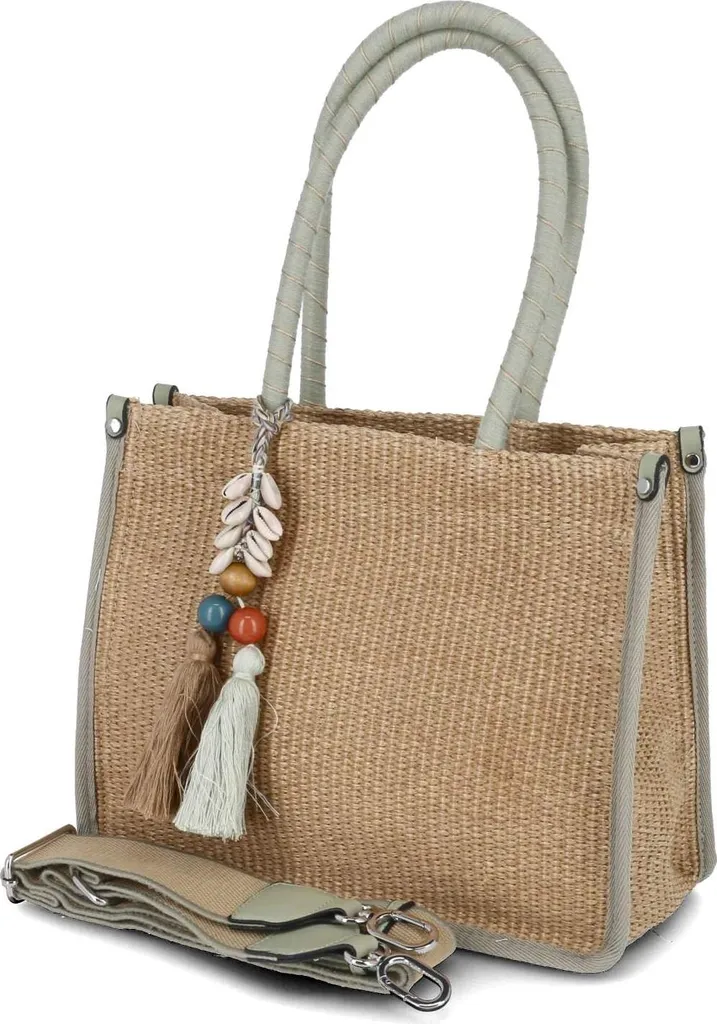 Fräulein Frida Borsa a Tracolla Donna Tessile Intrecciato Beige Verde
