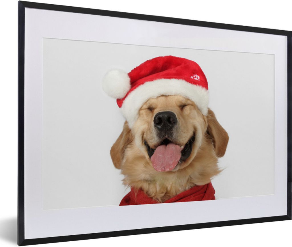 MuchoWow Gerahmtes Poster Hund - Lustig - Lachen - Kinder - Jungen - Mädchen 60x40 cm - Poster mit Schwarzem Bilderrahmen Wandposter Rahmen Foto...