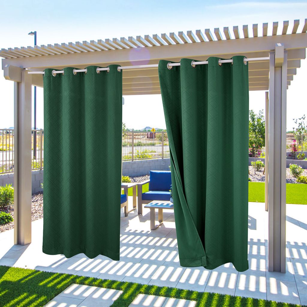Topchances 2er Set Outdoor Vorhänge Wasserdicht Winddicht mit Ösen (Oben und unten), Verdunkelung Sichtschutz Für Veranda, Pavillon,Terrasse, Ge...