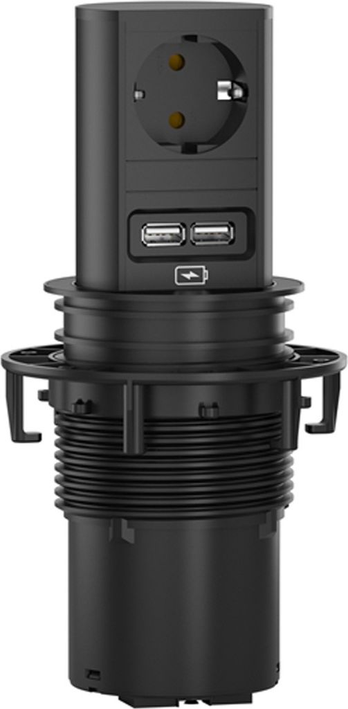 BACHMANN ELEVATOR 1xCEE7/3 1xUSB Charger 2,0m AEH RAL9005