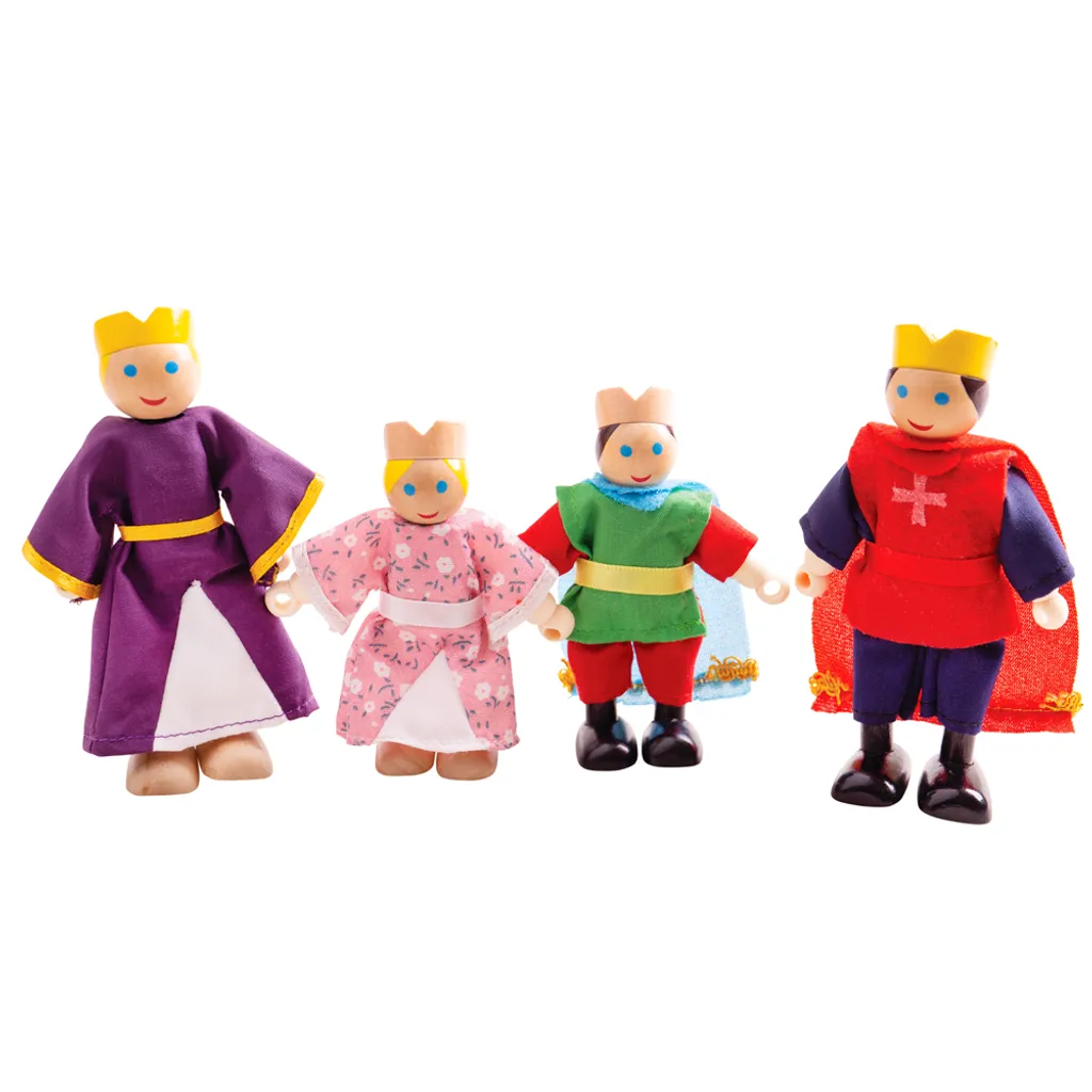 Famille royale en bois pour maison de poupée : figurines créatives enfant