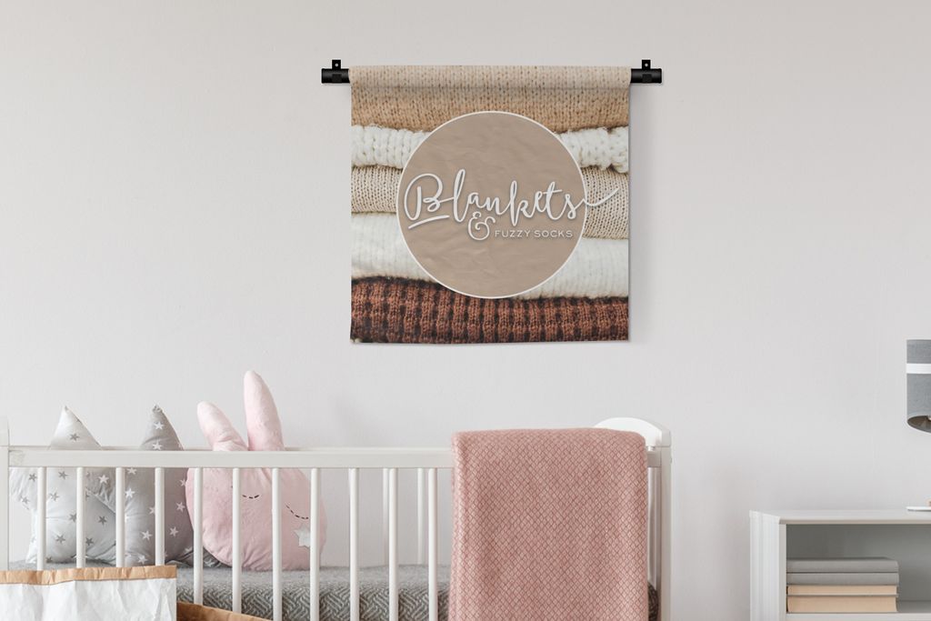 MuchoWow Wandteppich Wandbehang Sprichwörter - 'Decken und kuschelige Socken' - Zitate 60x60 cm Tapisserie Dekoration Wandtuch - Dekorationen - ...