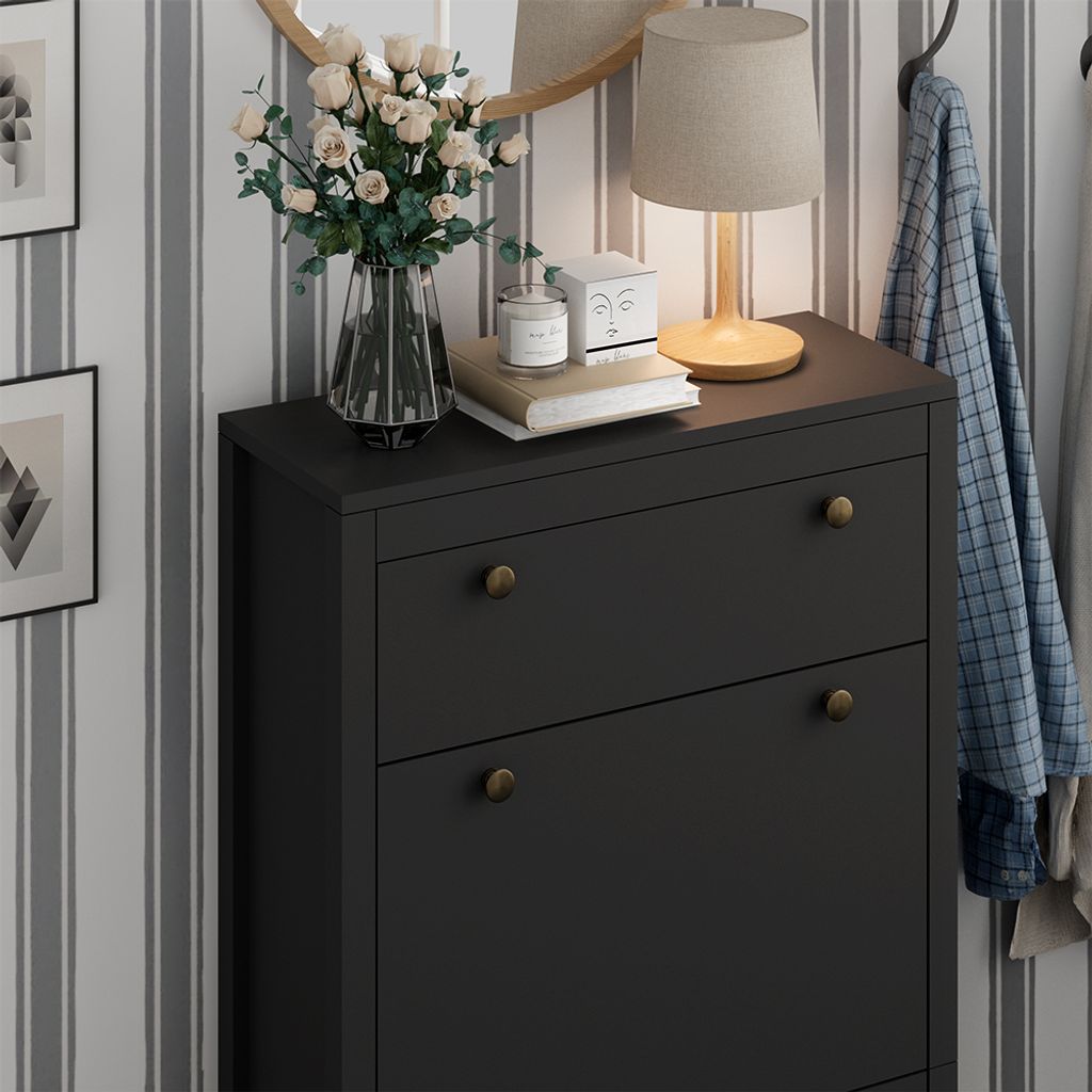 Vicco Schuhschrank Aron, 60 x 115 cm, Schwarz