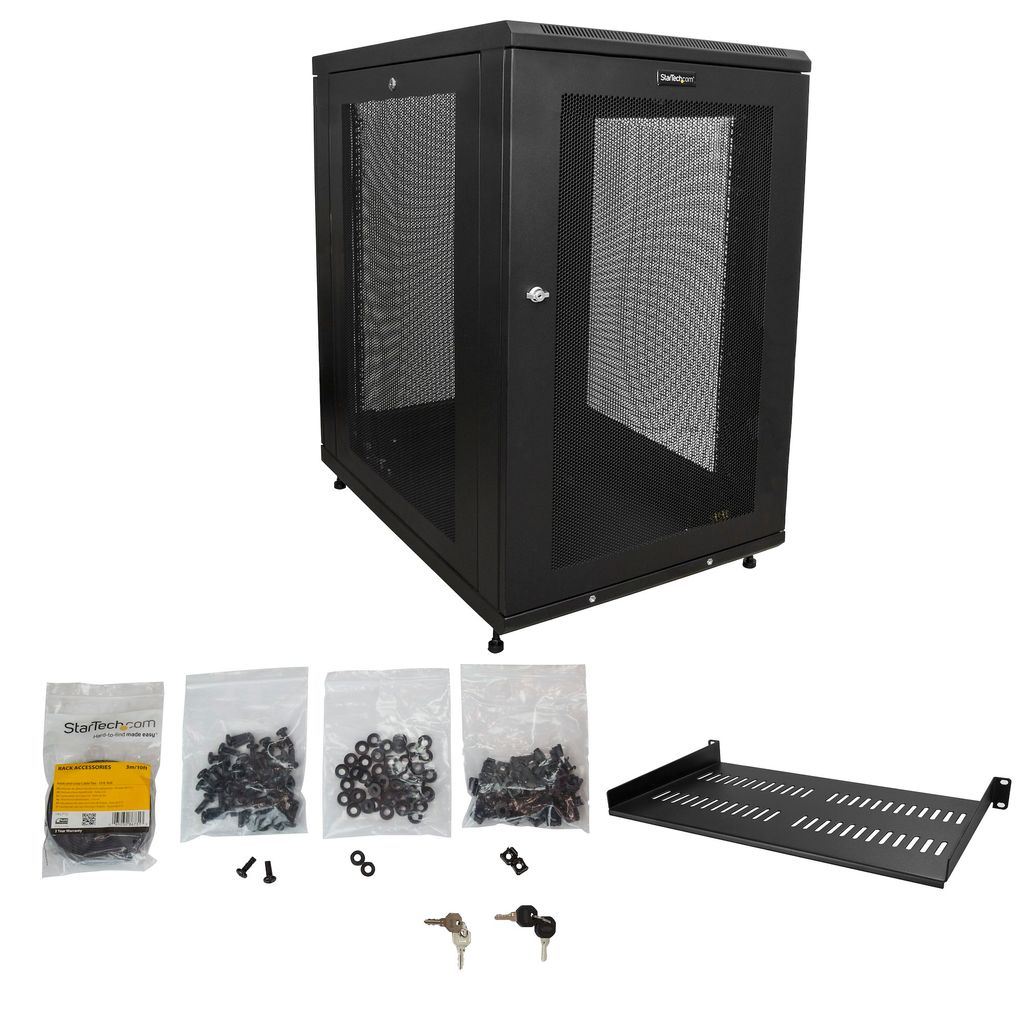 StarTech.com 18HE Serverschrank - 78cm tiefes Gehäuse - 18U - Freistehendes Gestell - 450 kg - Schwarz - Stahl - Geschlossen