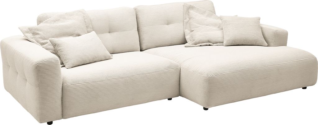 KAWOLA Sofa MIKA Ecksofa XL Cord cremeweiß Longchair rechts