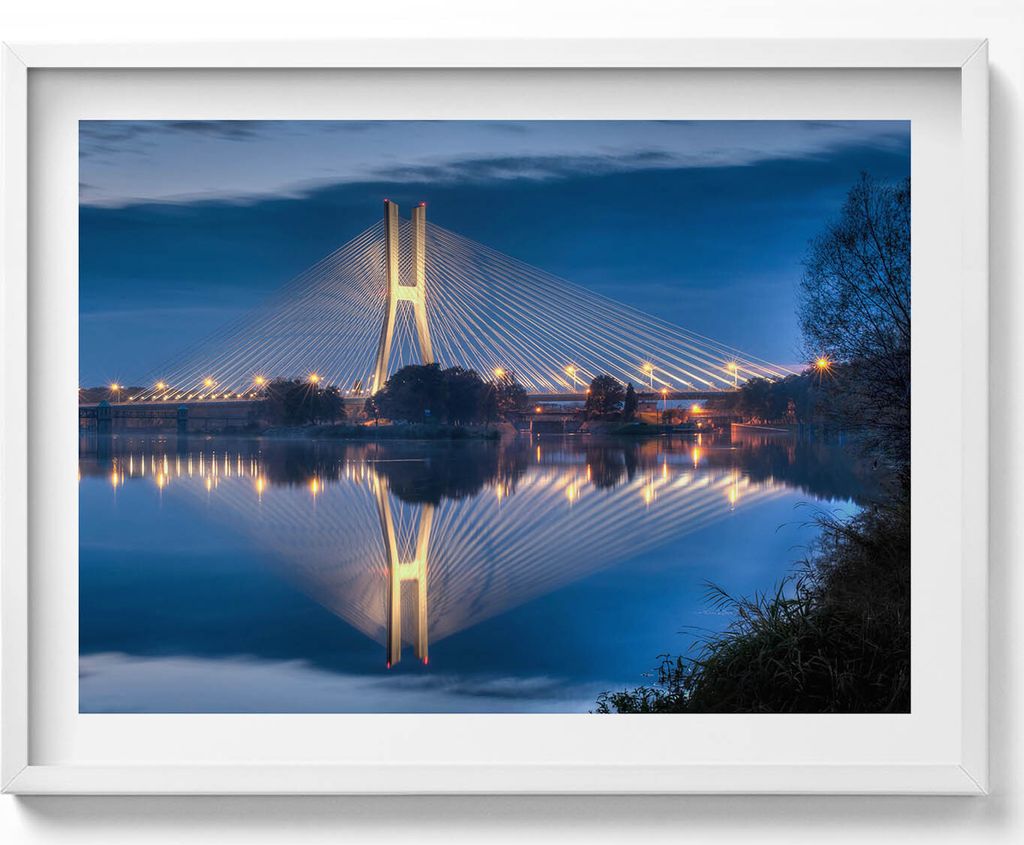 Rędziński-Brücke in Breslau– Wandbild mit Rahmen – Gerahmtes Bild – Wanddekoration – 80x60 cm – Weiß Rahmen