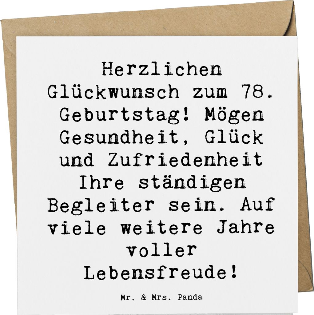 Mr. & Mrs. Panda Klappkarte Spruch 78. Geburtstag - Weiß - Geschenk, Glückwunschkarte, Zufriedenheit, anlasskarte, Happy Birthday, Geburtstagswü...