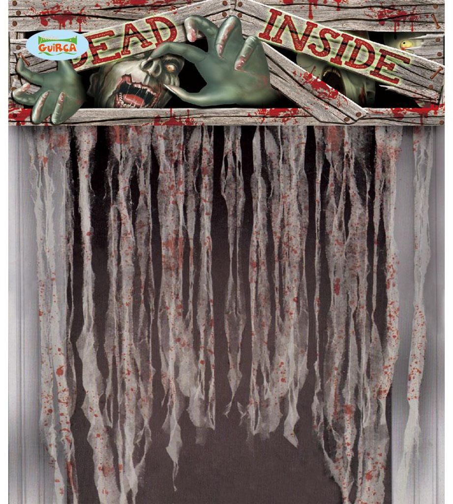 Halloween Vorhang für Tür mit Zombiemotiv 95x135 cm Produktbild 