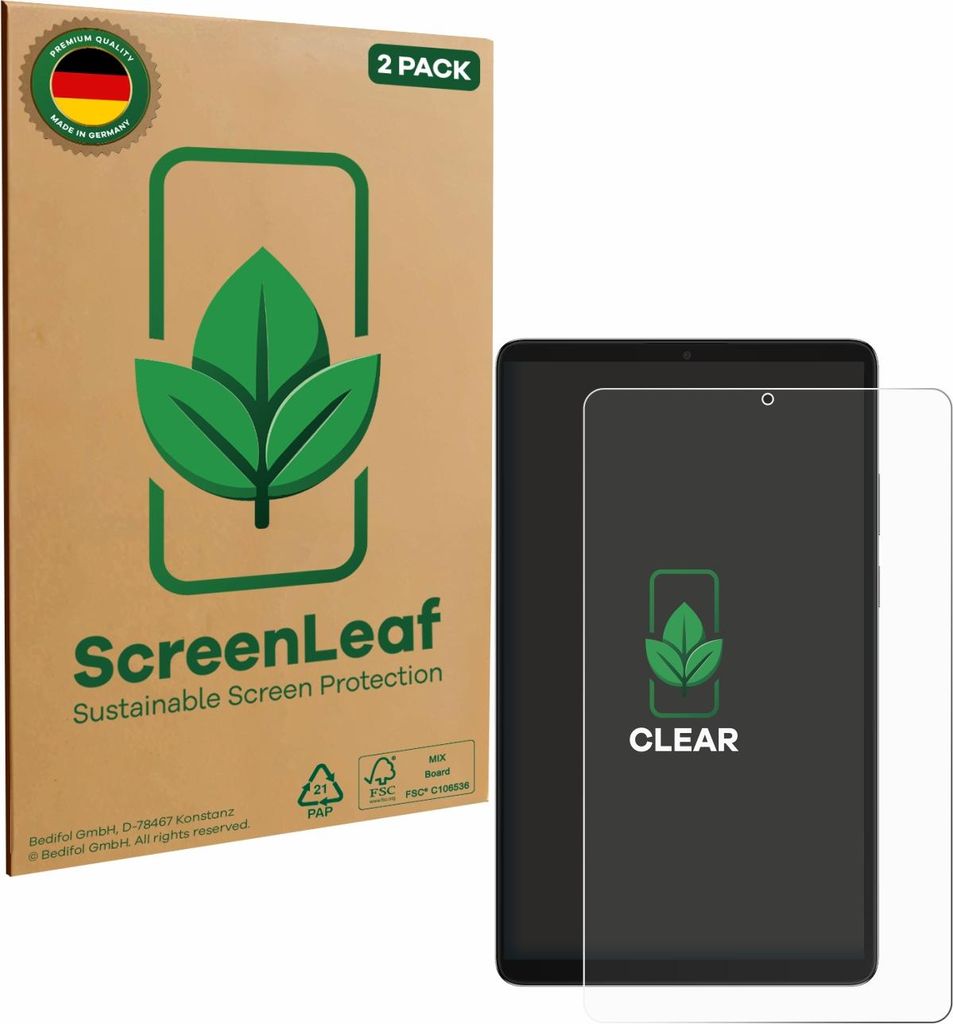 2x ScreenLeaf Schutzfolie für Samsung Galaxy Tab A11 8.7" nachhaltiger Displayschutz Display Schutz Folie Klar Transparent