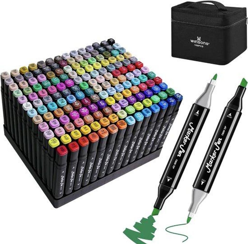 Professionele Kunststiften Set 168 Farben – Dual Tip Stifte (Fein & Füllhalter) – Farbstifte für Erwachsene & Künstler – Zeichnen, Manga, ...