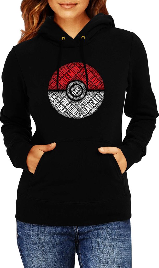 Kinder Kapuzenpullover Japan Manga Anime Comics Pokemon 044, 9-11 Jahr - 140 / Schwarz