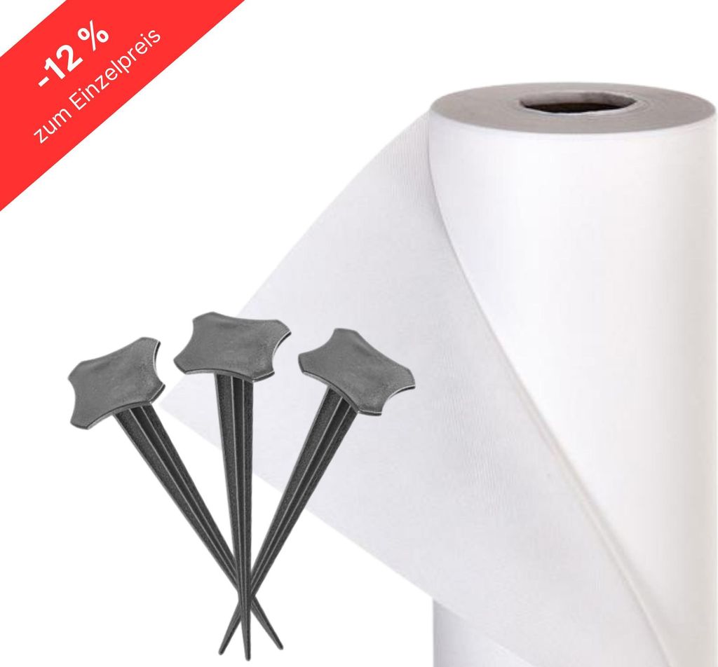 Winterschutz-Starter-Set: Idealer Kälte- und Frostschutz in verschiedenen Größen und Stärken – 60 g/m², 1,6 m x 20 m, inkl. 40 Erdanker