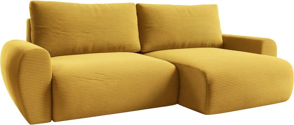 Paullo - Schlafsofa mit Récamiere, 253x153 cm Gelb, Stauraum
