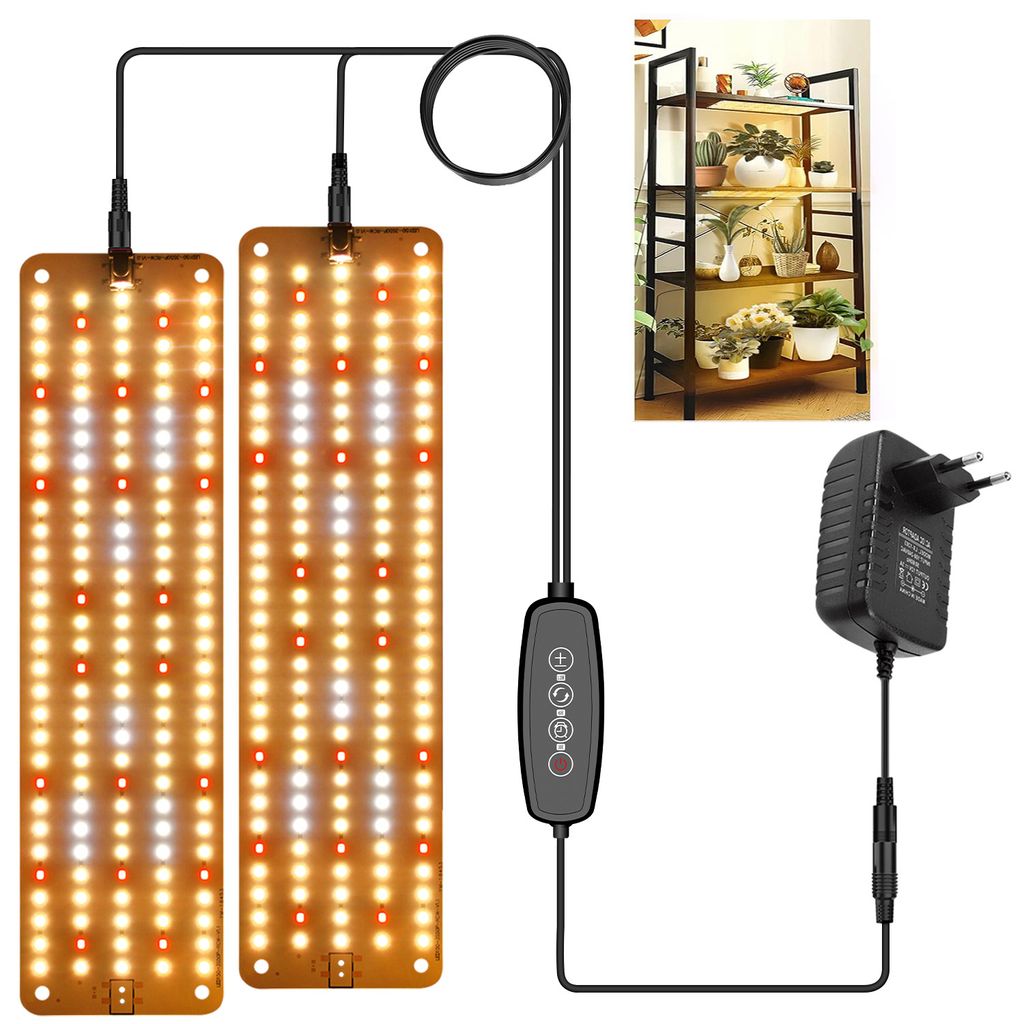 LED Pflanzenlampe Vollspektrum,Led Grow Lampe 300 LEDs,Wachstumslampe für Pflanzenregal Zimmerpflanzen Gewächshaus(2 Lichtpaneel, rot,weiß,warmw...