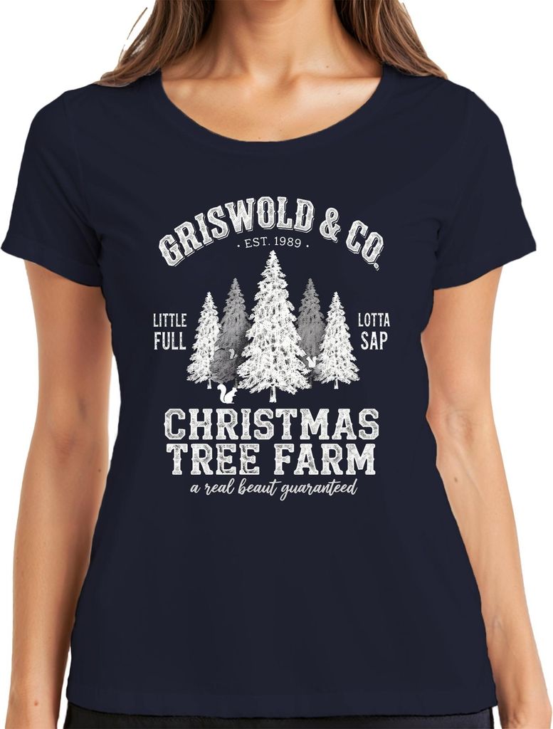 Christmas Tree Farm Griswold Est 1989 Weihnachtsbaumfarm Familie Damen T-Shirt, Navy, L