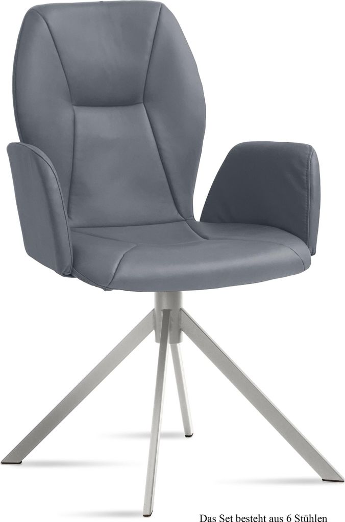 Armlehnstuhl (6er-Set) Dottie 58x92x60 Edelstahl/Grau