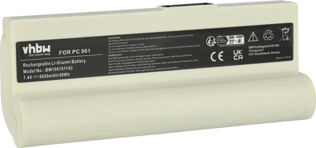 vhbw Akku Ersatz für Asus PL23-901, AL23-901, AP23-901, AL22-901, AP22-1000, AL24-1000 für Notebook (6600 mAh, 7,4 V, Li-Ion)