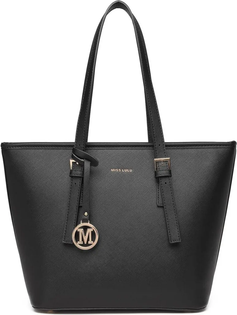 Grand Sac Cabas Femme en similicuir Noir - Sac fourre-tout spacieux