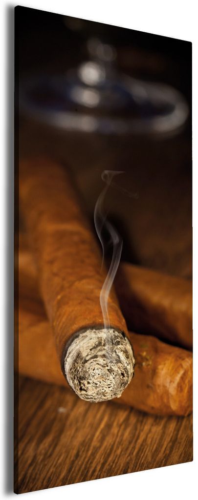 Wallario Premium Leinwandbild Zigarre am Abend in Größe 60 x 150 cm