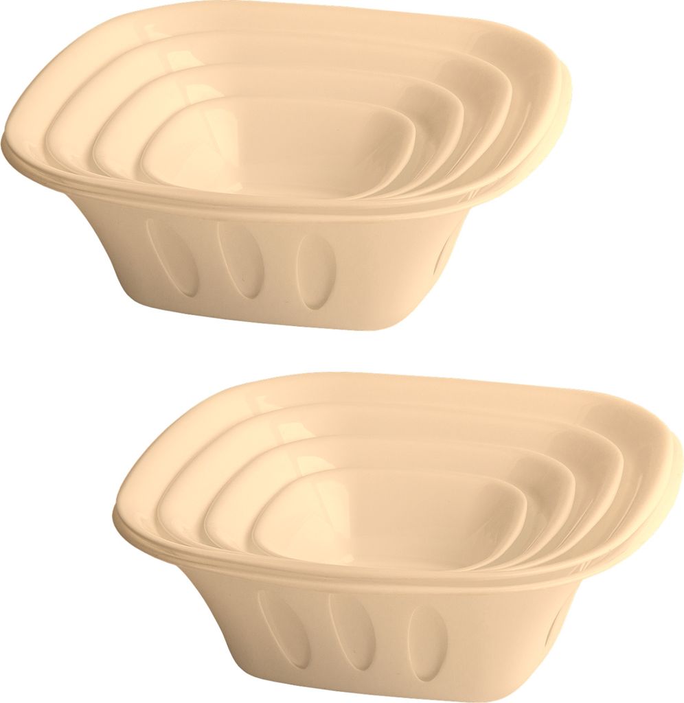 2x 5-teilige stapelbare Aufbewahrungs-Schalen Obstschüssel Deko-Schüssel Set Kunststoff