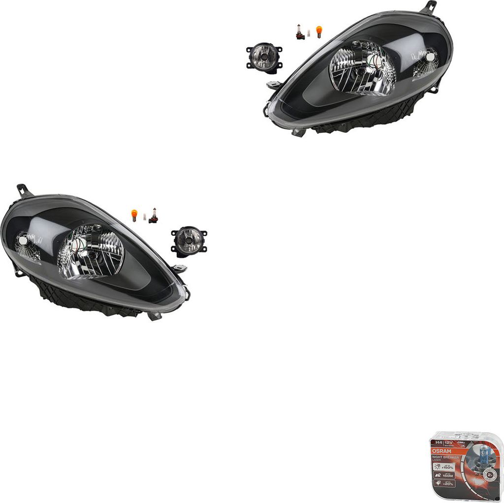 Johns, Scheinwerfer Satz + Osram Night Breaker Laser passend für Fiat Punto 199 10/09 51937147 51878732 0000051878732 0000051937147 51937153 51878730