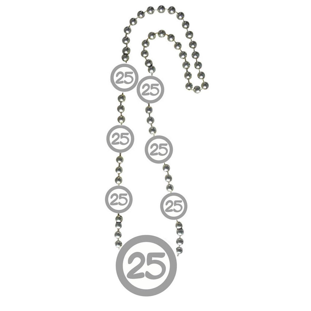 Kette 25 silber Kunststoff zum 25. Geburtstag Jubiläum Feier Party Schmuck